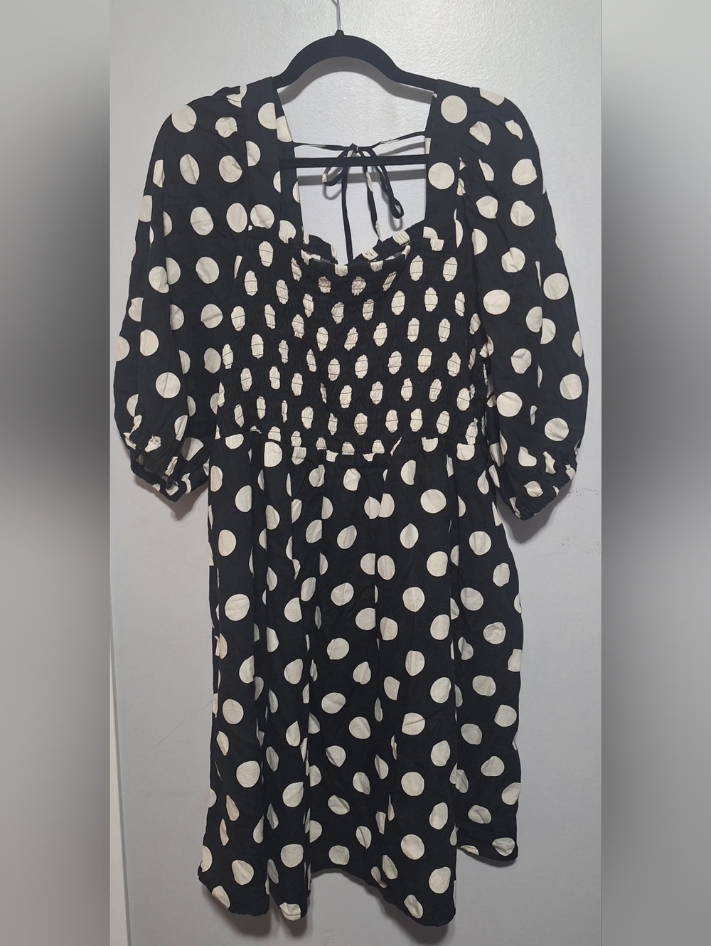 1X EUC Ava & Viv Black and Cream Polka Dot Dress